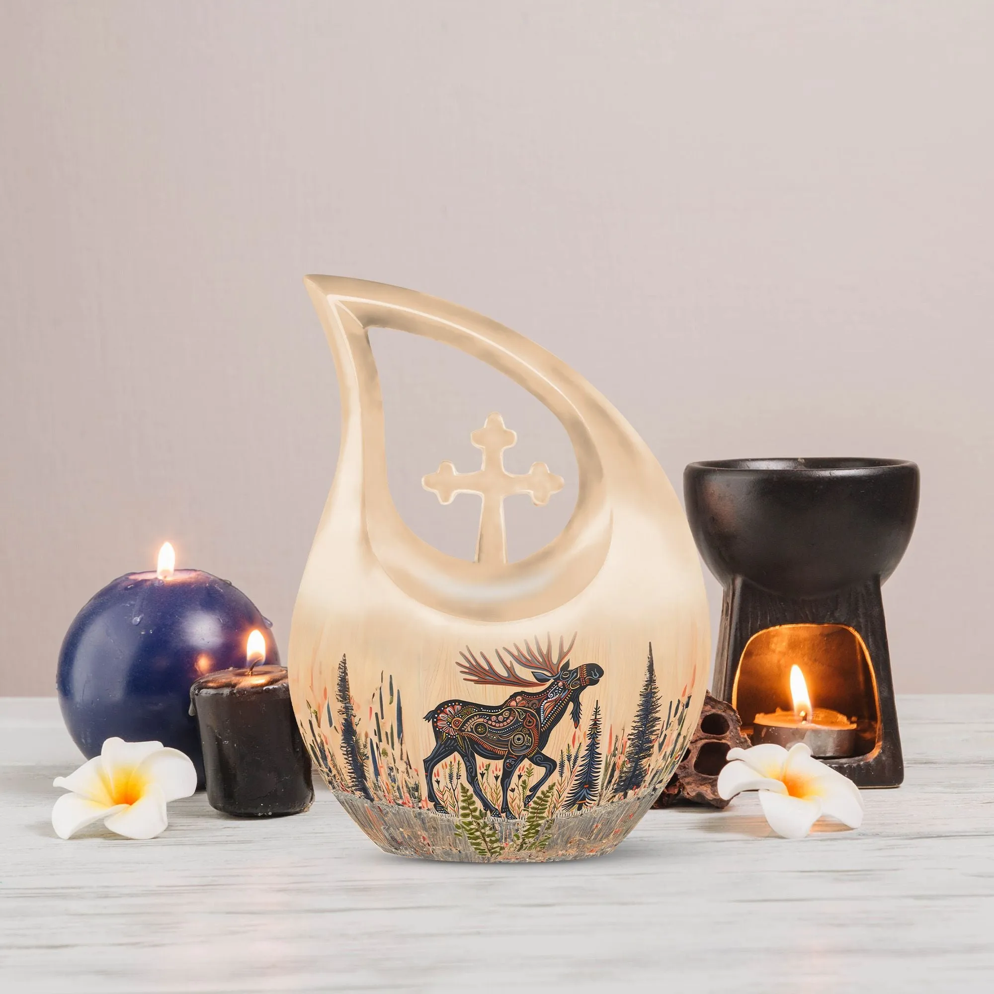 Moose Walking Legacy: Intricate Adult Memorial & Tribute Urn