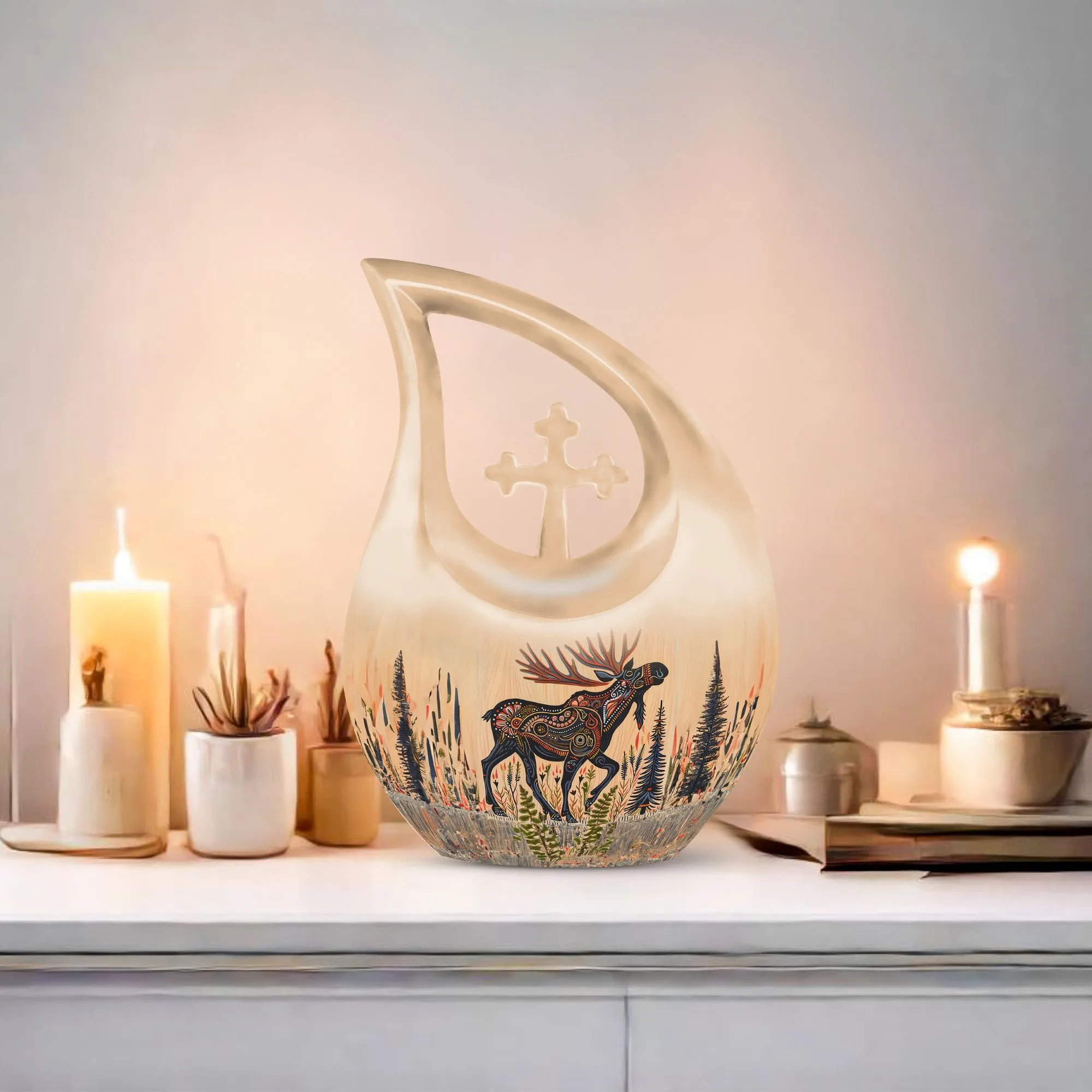 Moose Walking Legacy: Intricate Adult Memorial & Tribute Urn