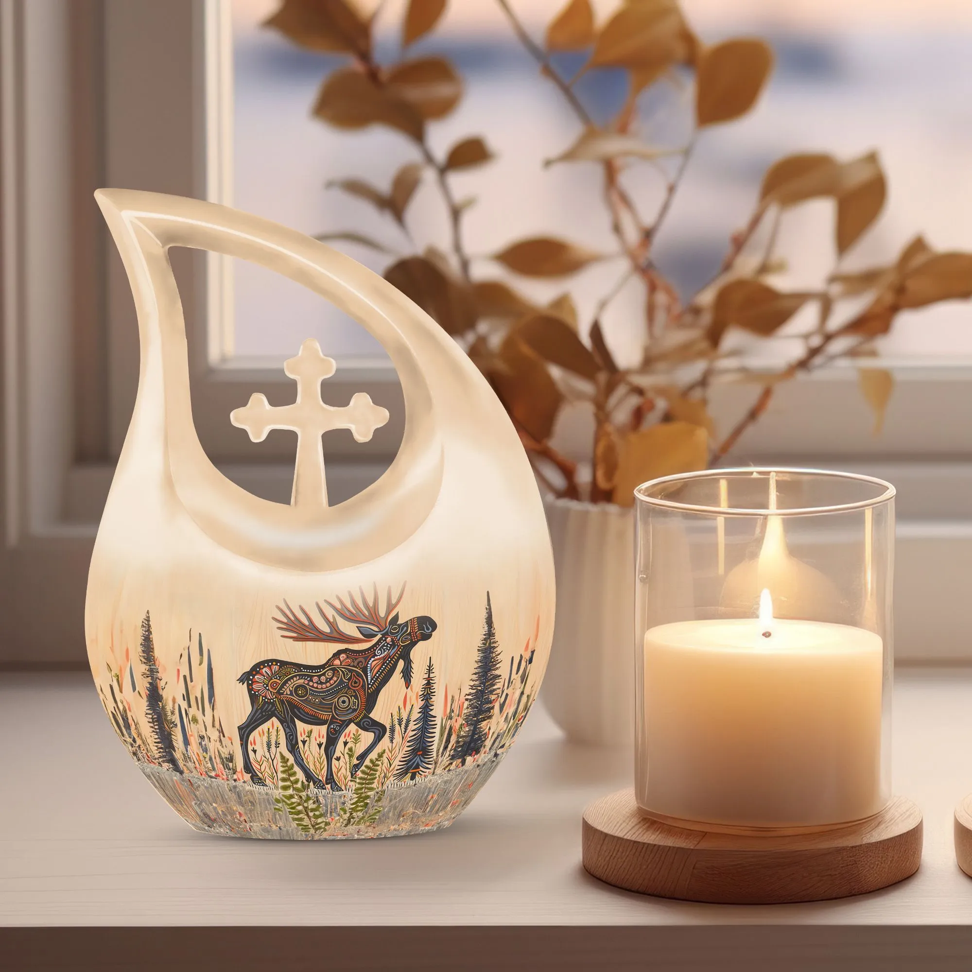 Moose Walking Legacy: Intricate Adult Memorial & Tribute Urn