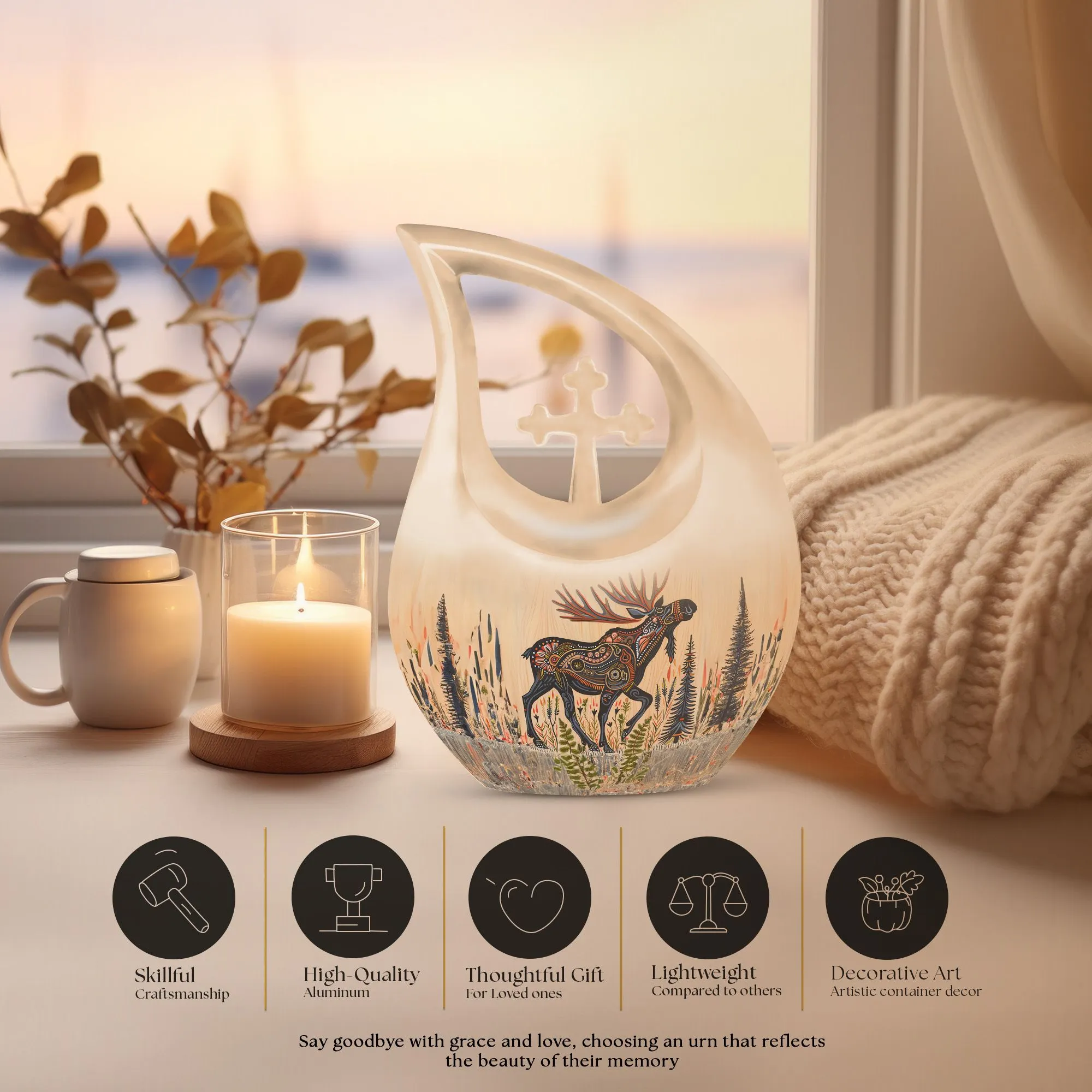 Moose Walking Legacy: Intricate Adult Memorial & Tribute Urn