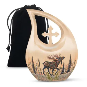 Moose Walking Legacy: Intricate Adult Memorial & Tribute Urn