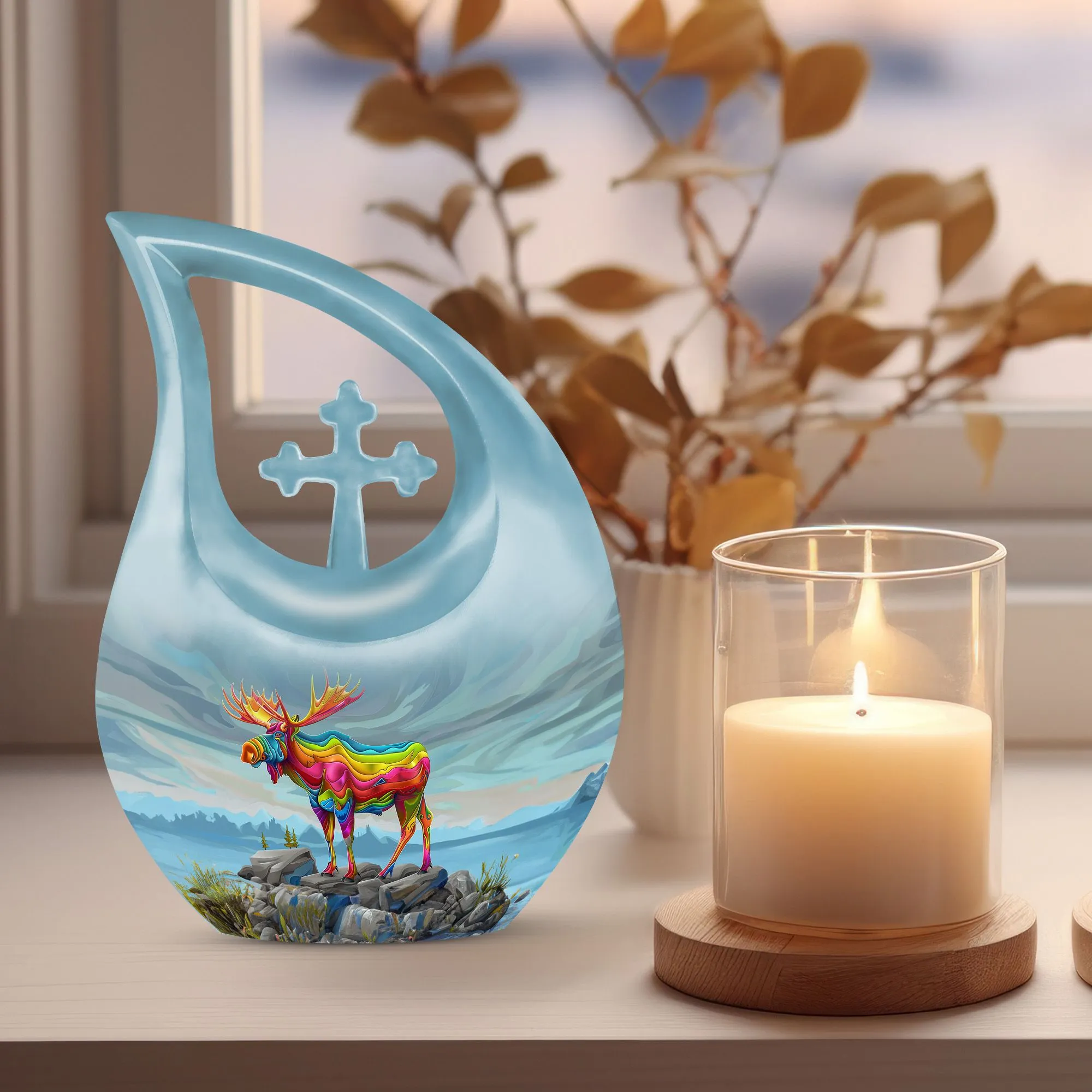 Moose Walking Standard Memorial - 10 Inch Aluminium Miniature