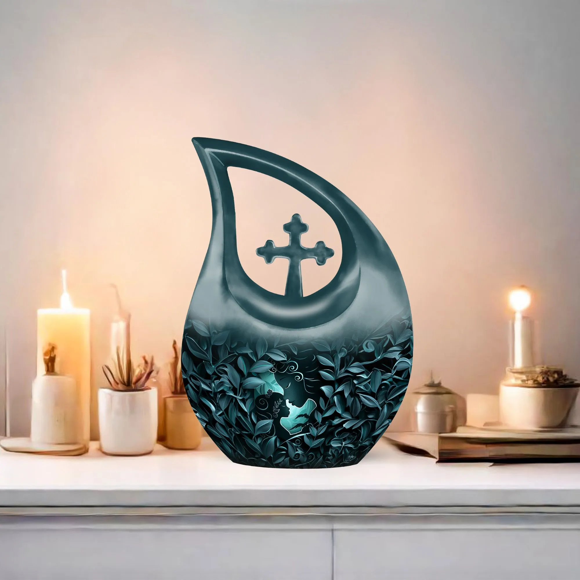 Mother Love Embrace: Aluminium Memorial Urn For Human Ashes
