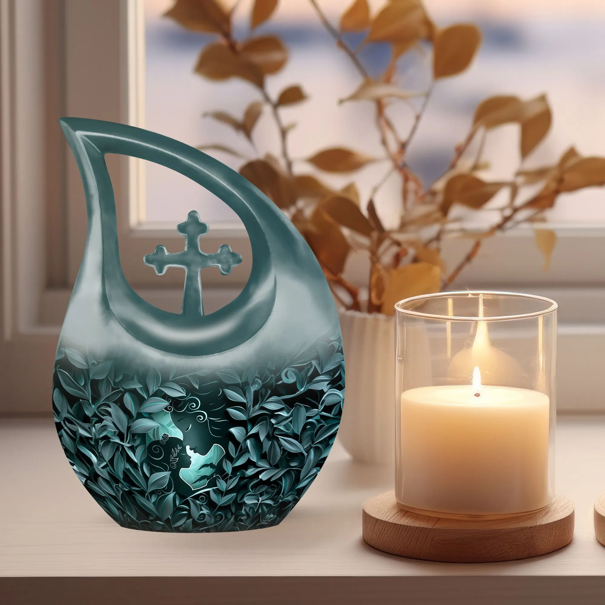 Mother Love Embrace: Aluminium Memorial Urn For Human Ashes