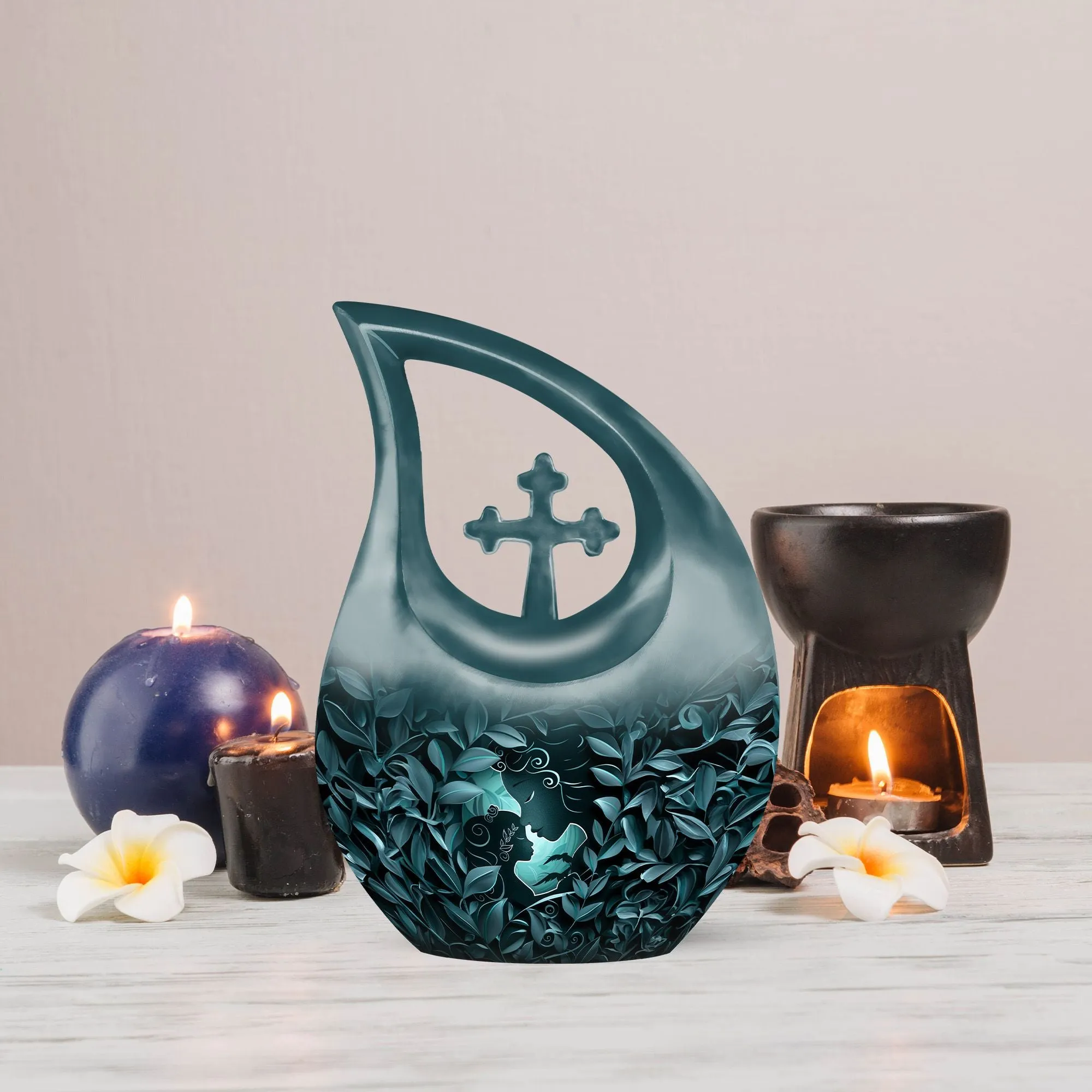 Mother Love Embrace: Aluminium Memorial Urn For Human Ashes