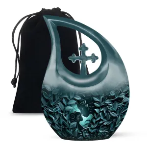 Mother Love Embrace: Aluminium Memorial Urn For Human Ashes