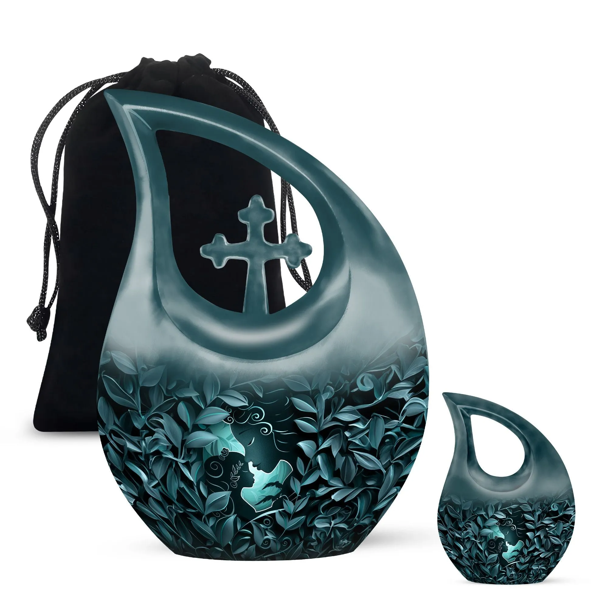 Mother Love Embrace: Aluminium Memorial Urn For Human Ashes