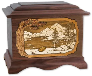Mountain Lakes Cremation Urn with Inlay Art Scene