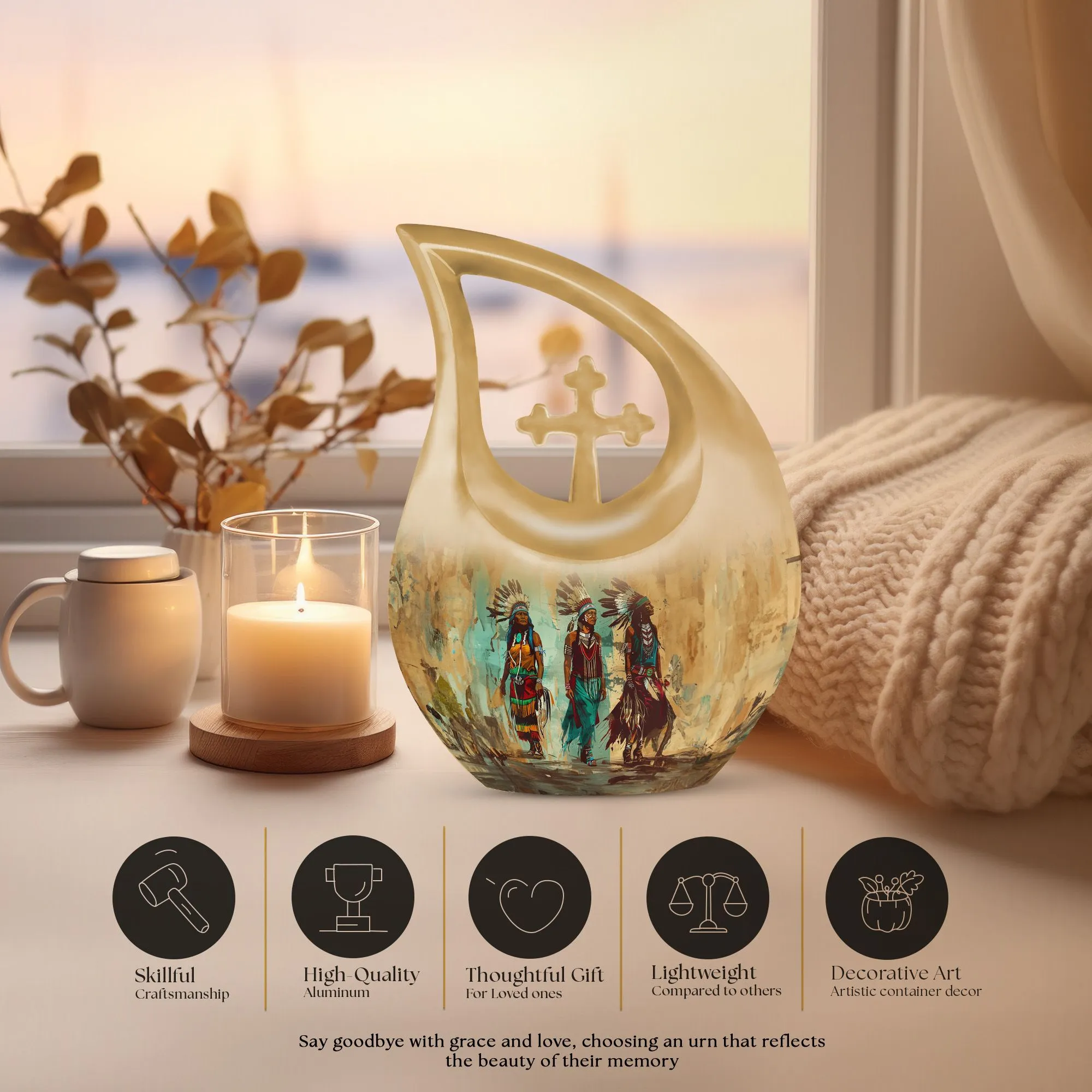 Native American Personalized Memorial Urn - Urn For Ashes