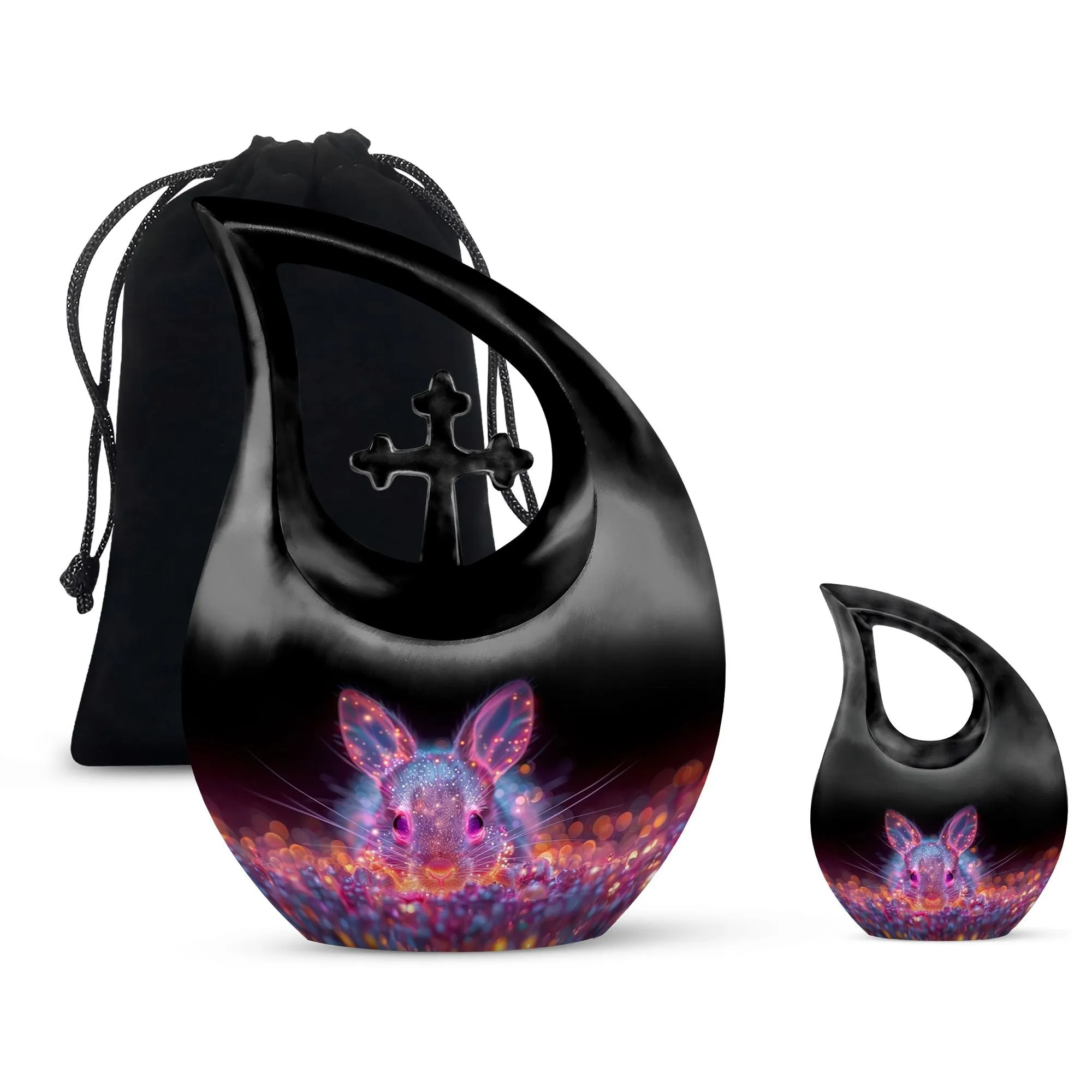 Neon Rabbit Reverie Memorial Urn Large Sanctuary for Heartfelt