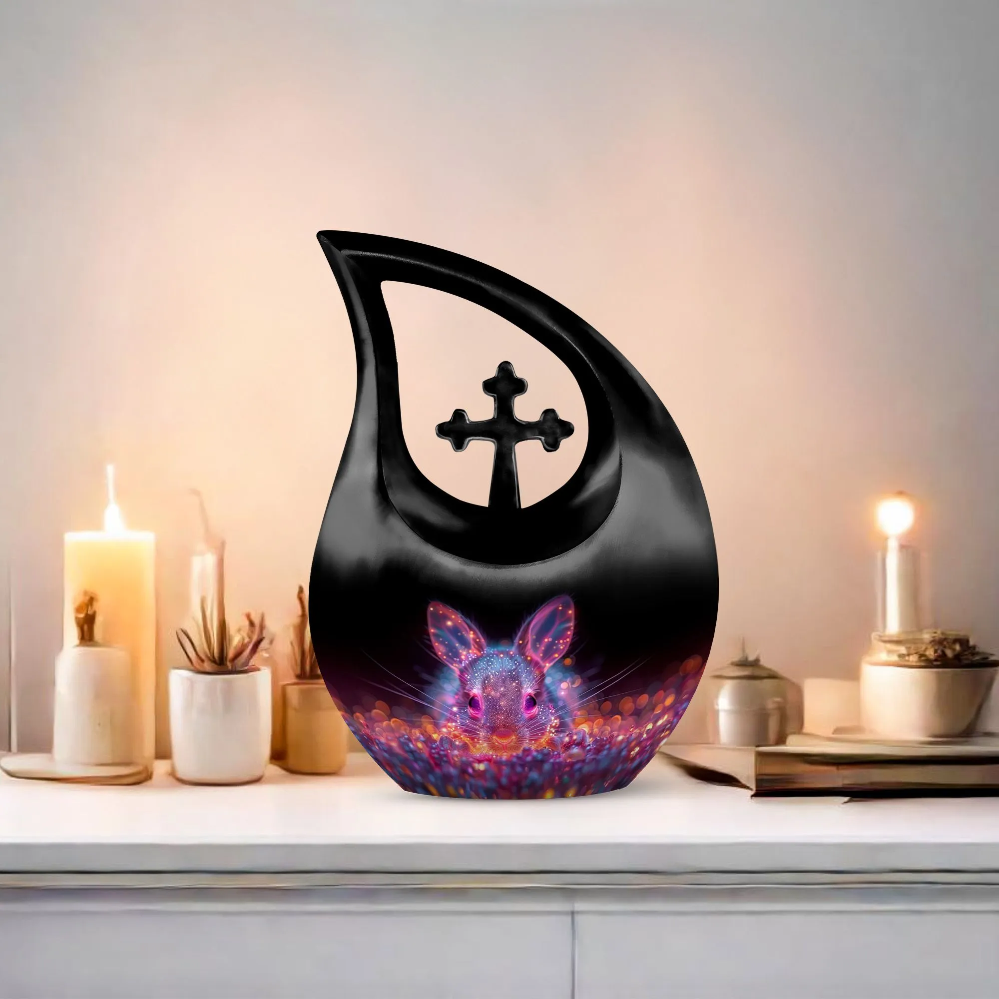 Neon Rabbit Reverie Memorial Urn Large Sanctuary for Heartfelt