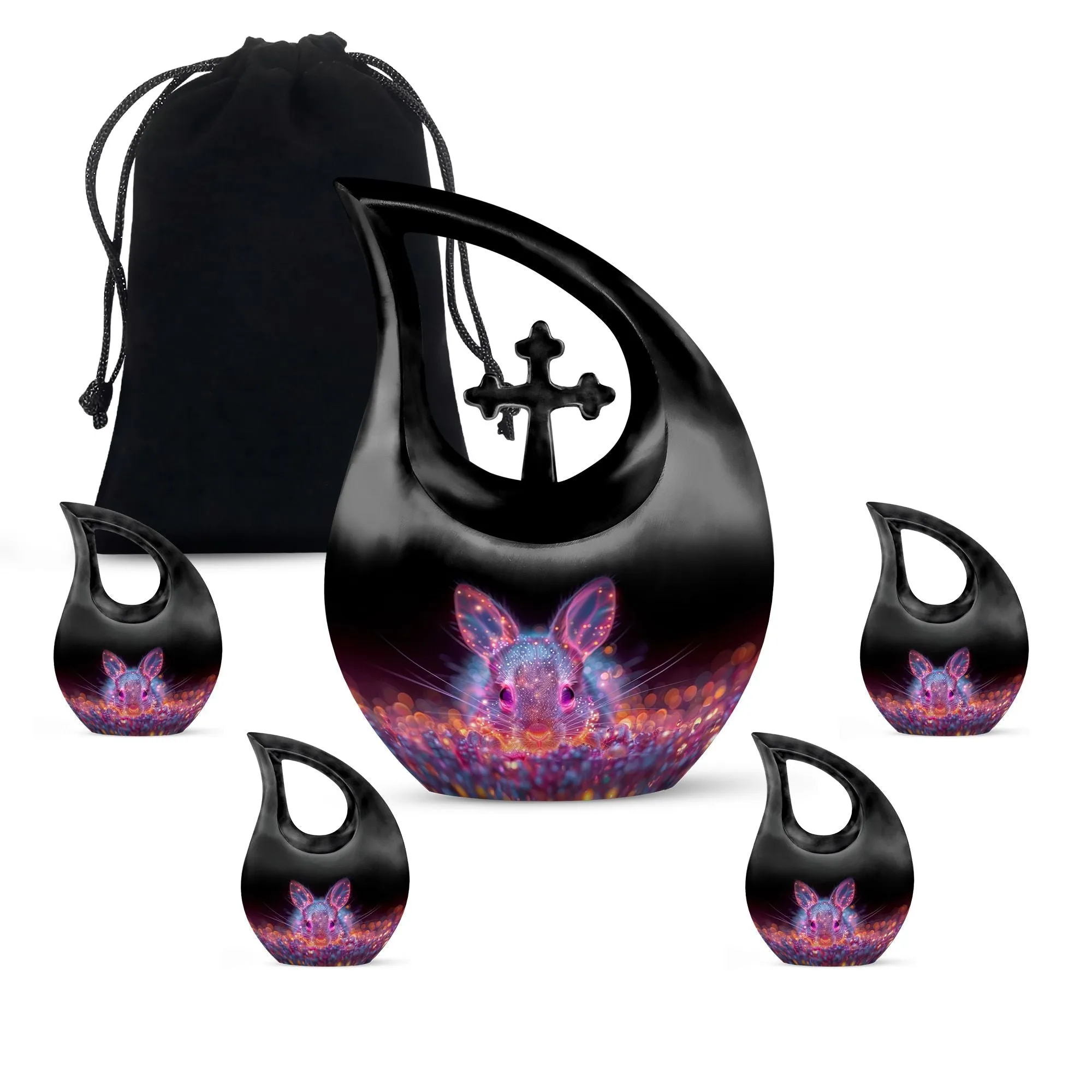 Neon Rabbit Reverie Memorial Urn Large Sanctuary for Heartfelt