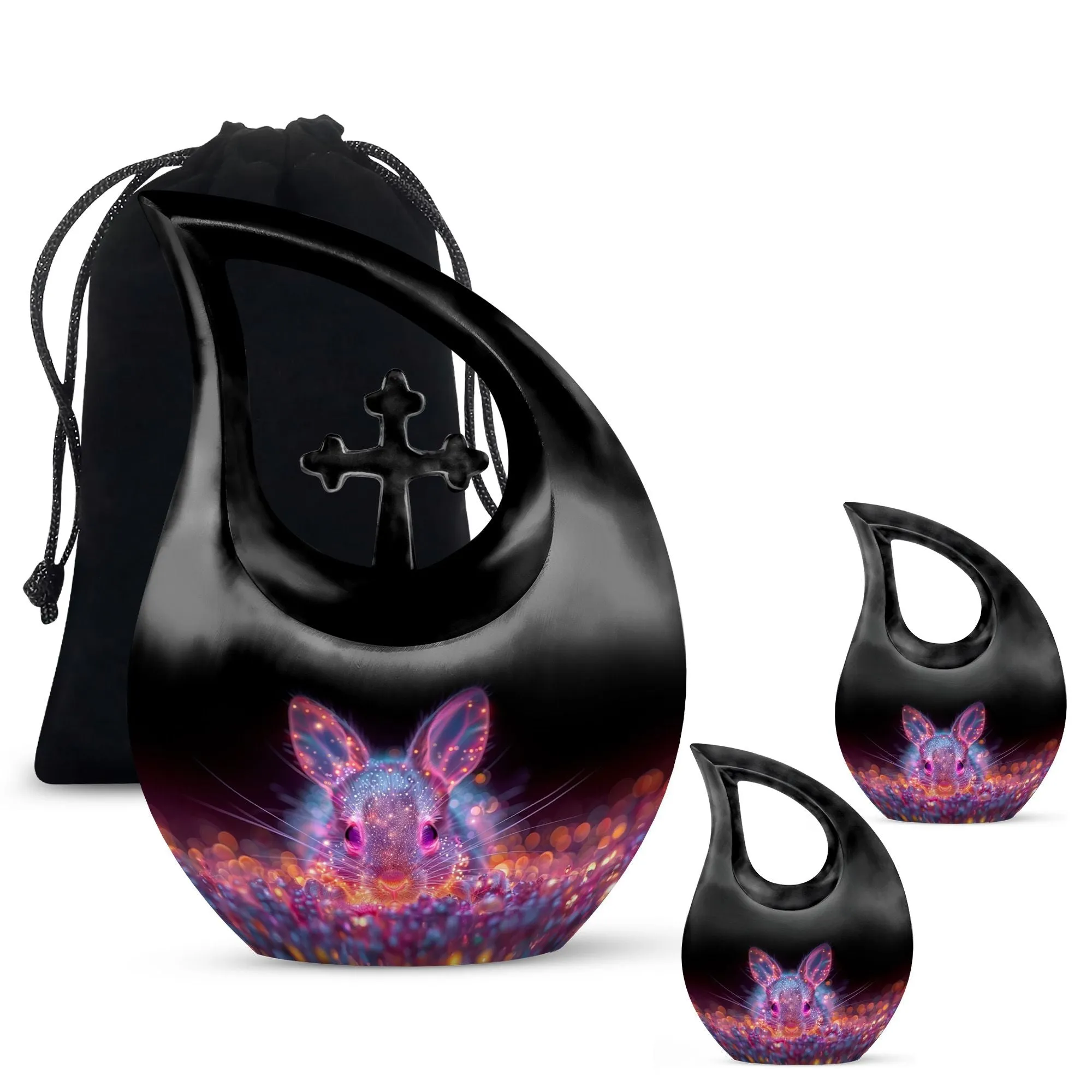 Neon Rabbit Reverie Memorial Urn Large Sanctuary for Heartfelt