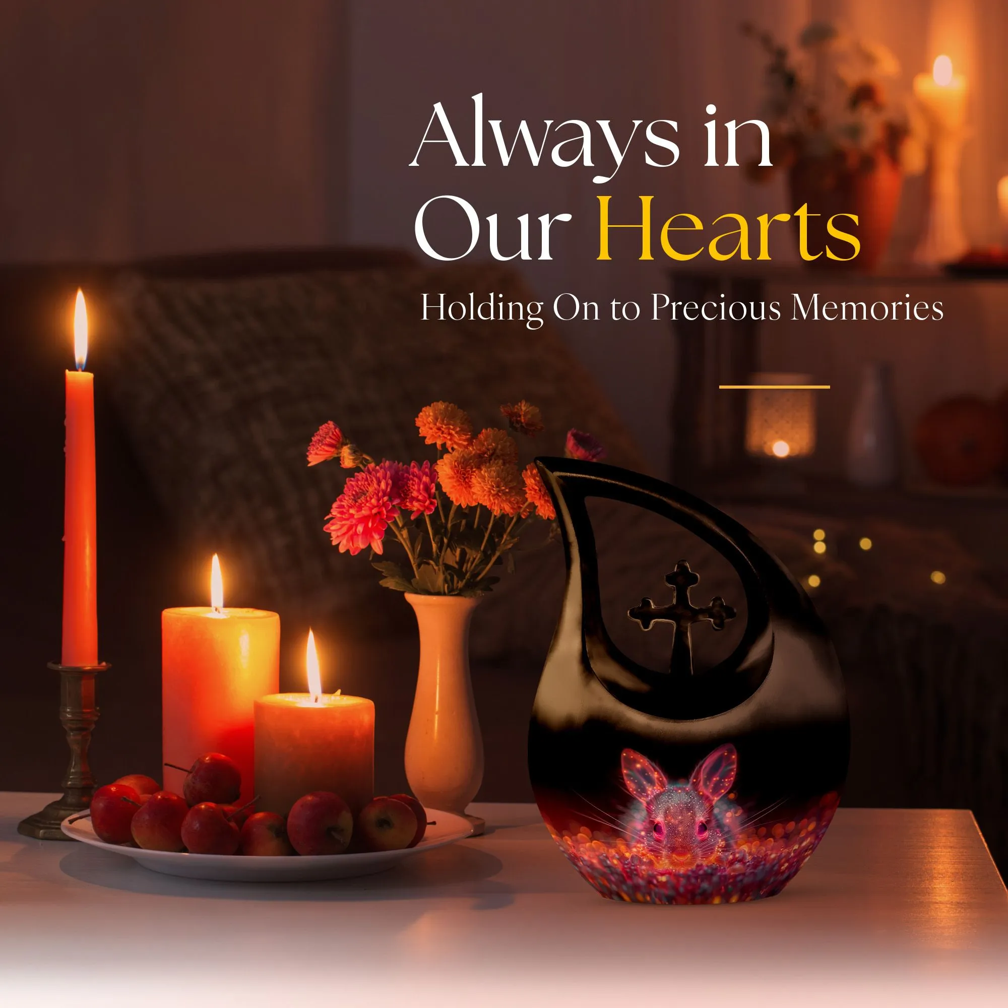 Neon Rabbit Reverie Memorial Urn Large Sanctuary for Heartfelt