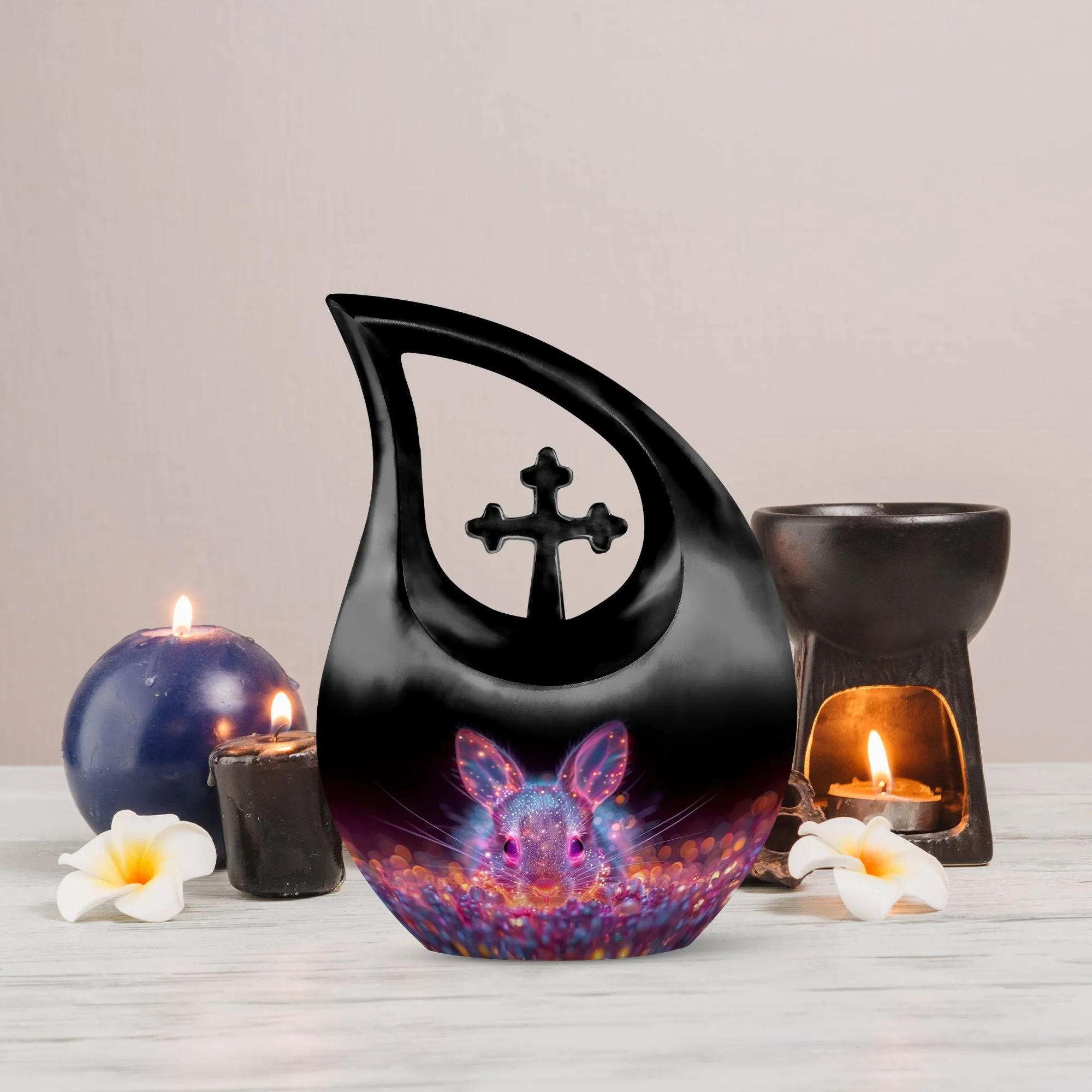 Neon Rabbit Reverie Memorial Urn Large Sanctuary for Heartfelt