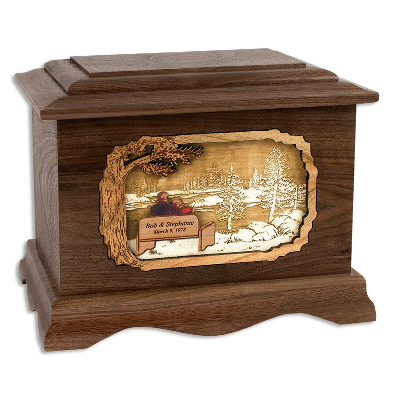 New Lakes Soulmates Companion Urn with Wedding Date & Inlay Art Scene