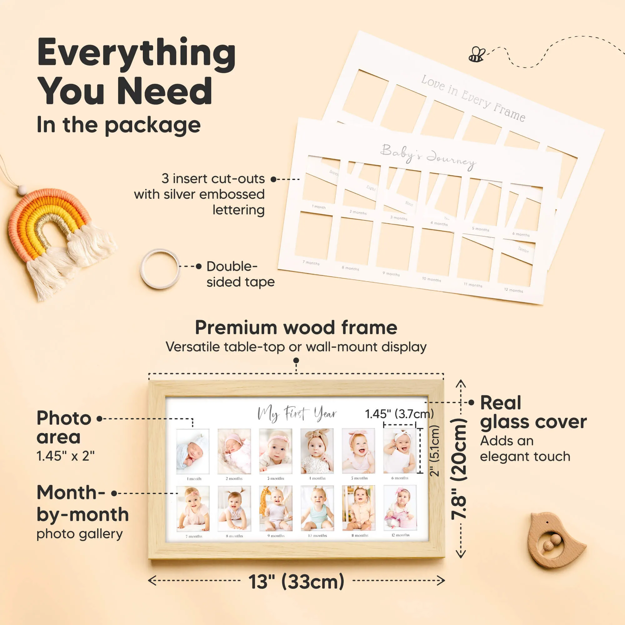 Nova Baby's First Year Picture Frame (Ash Wood)