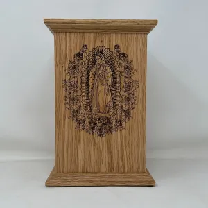Our Lady of Guadalupe Urn in Oak