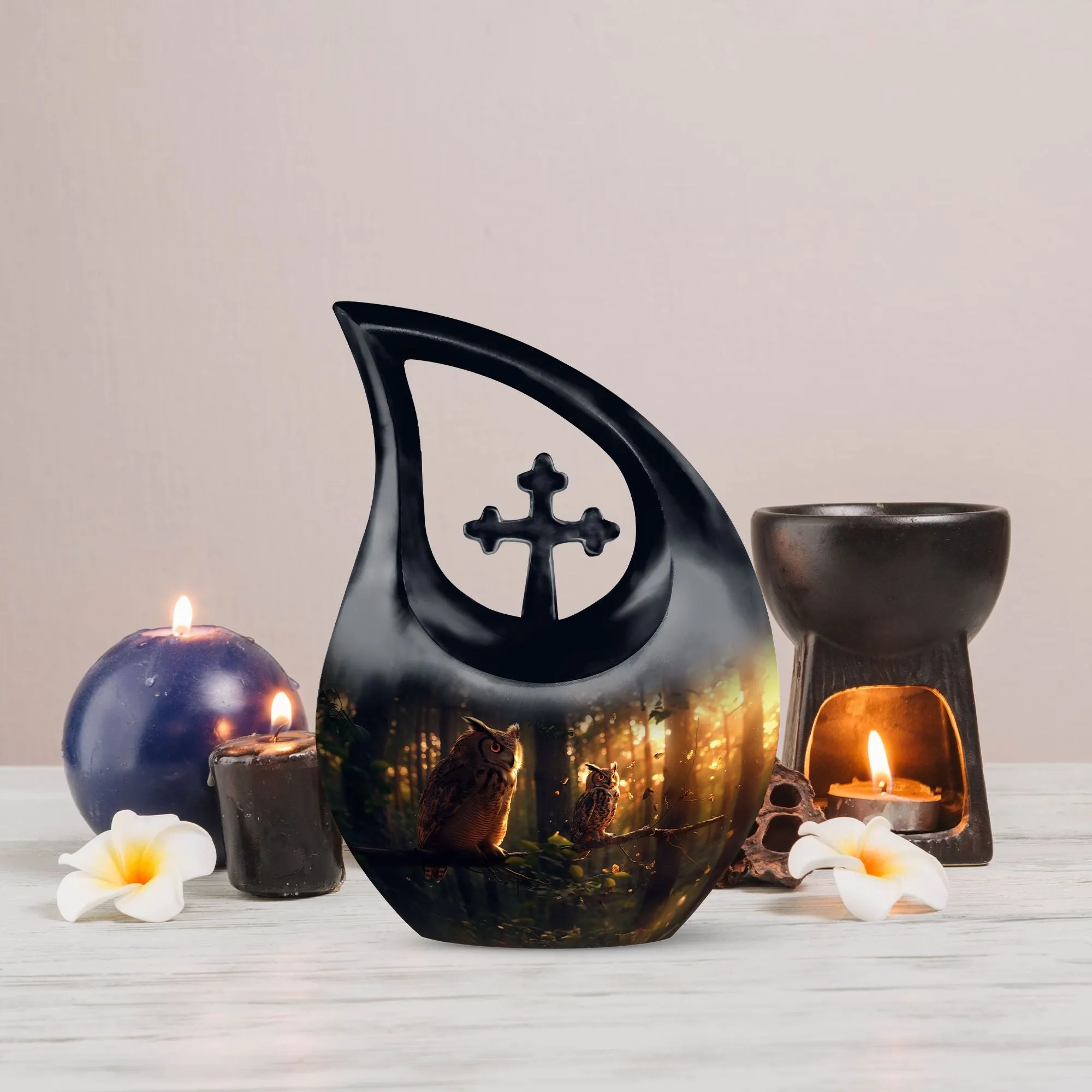Owl Essence: Divine Resting Place Memorial Urn in Exceptional Beauty