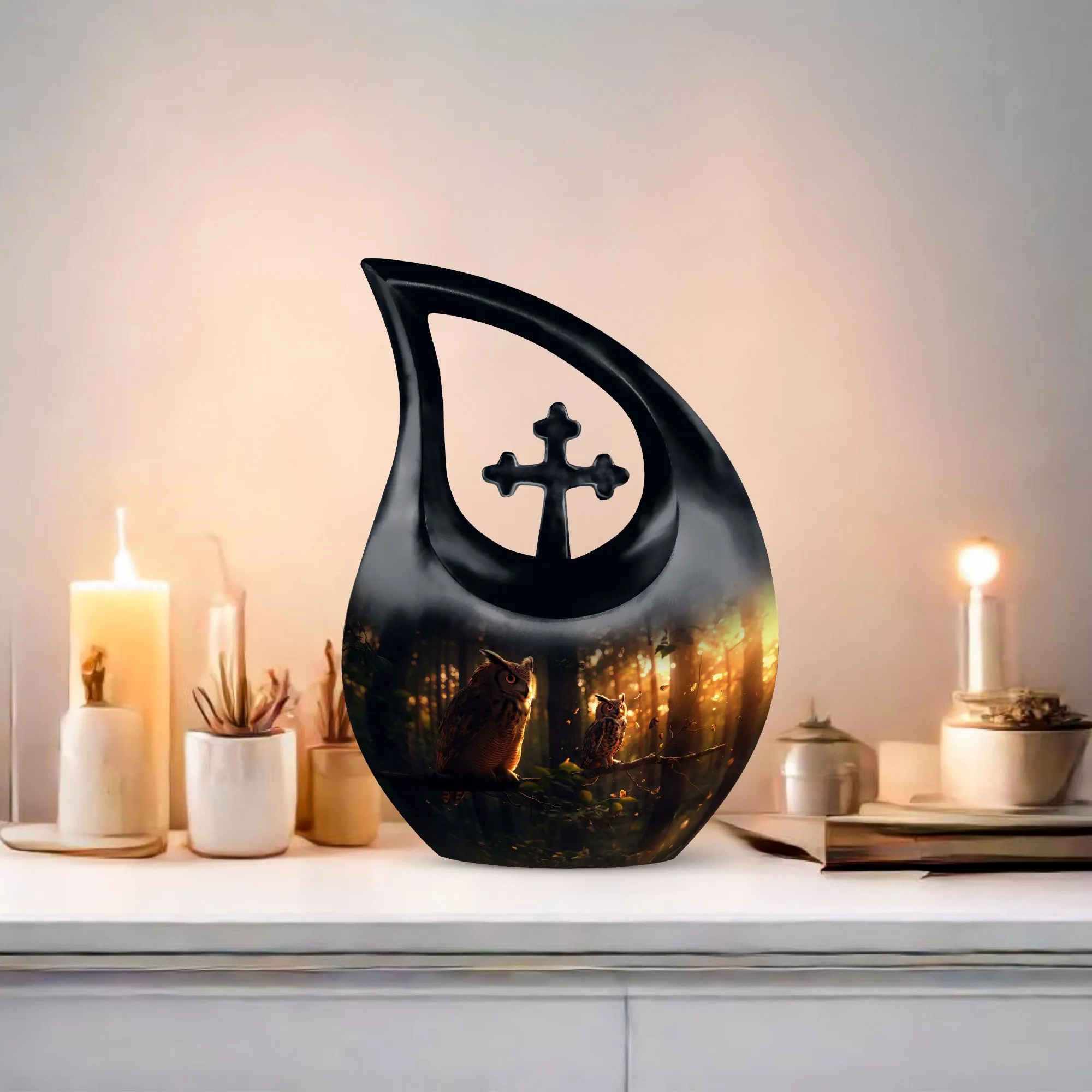 Owl Essence: Divine Resting Place Memorial Urn in Exceptional Beauty