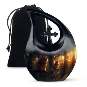 Owl Essence: Divine Resting Place Memorial Urn in Exceptional Beauty