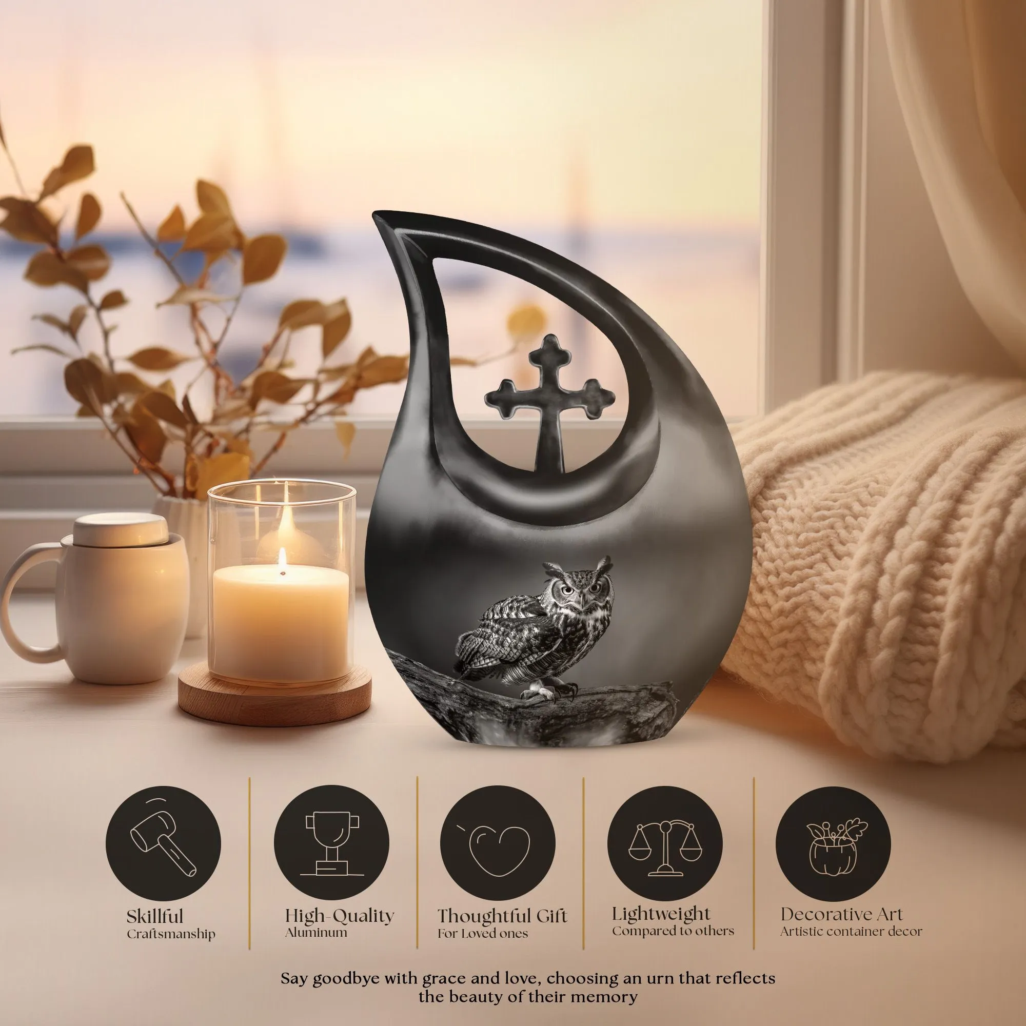 Owl Urn :  Memorial Cremation Urn For Ashes