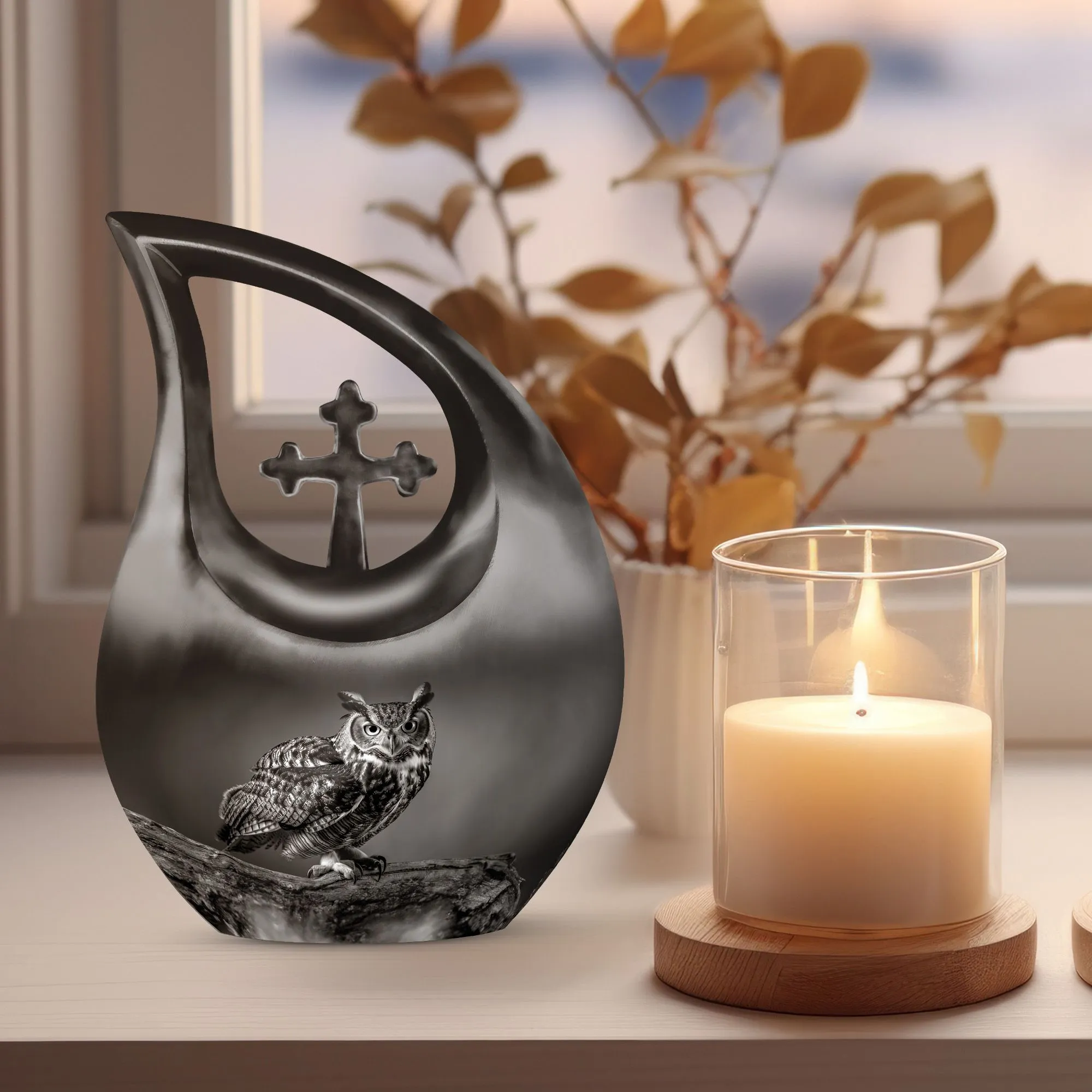 Owl Urn :  Memorial Cremation Urn For Ashes