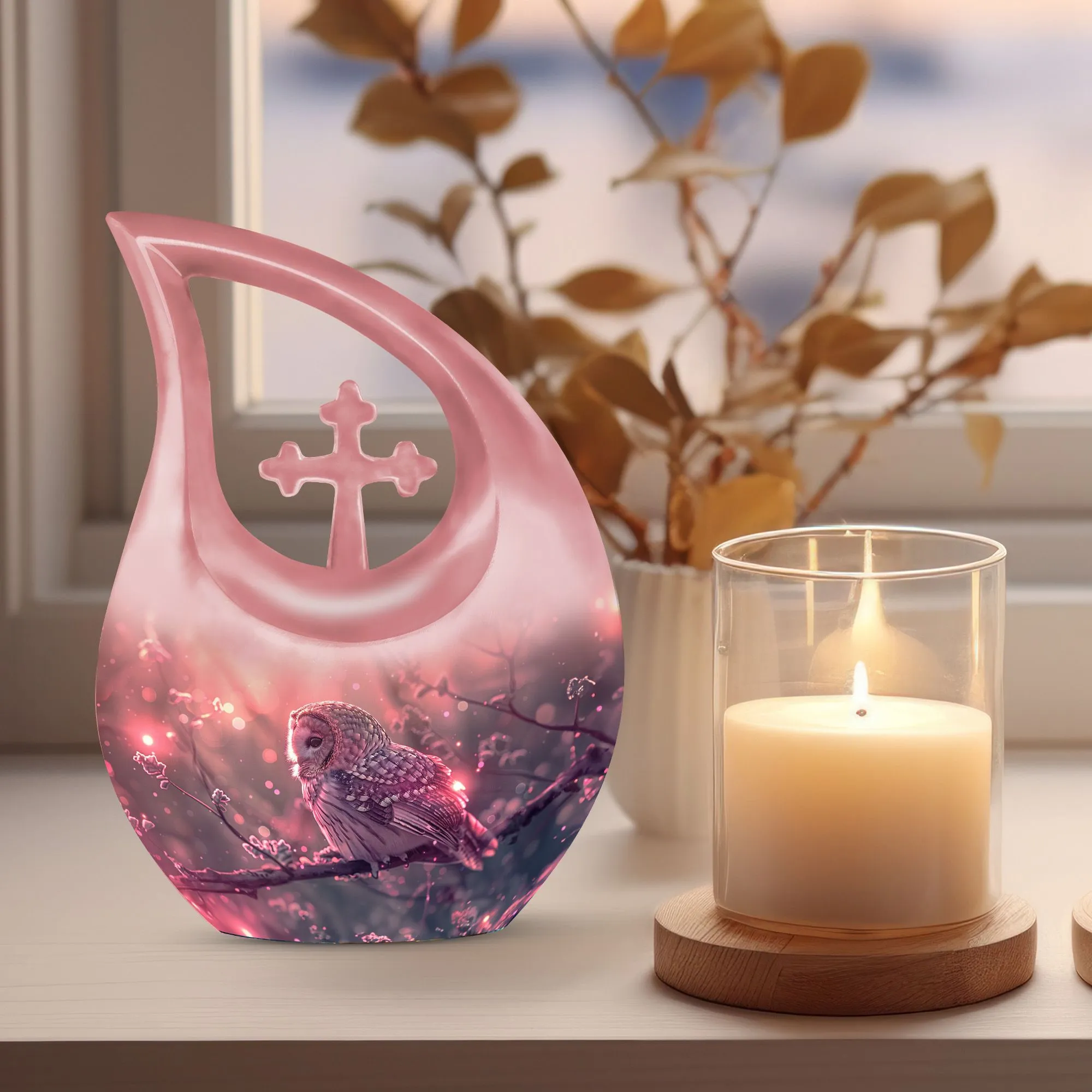 Owl Urn :  Personalized Small Cremation Urn For Human Ashes