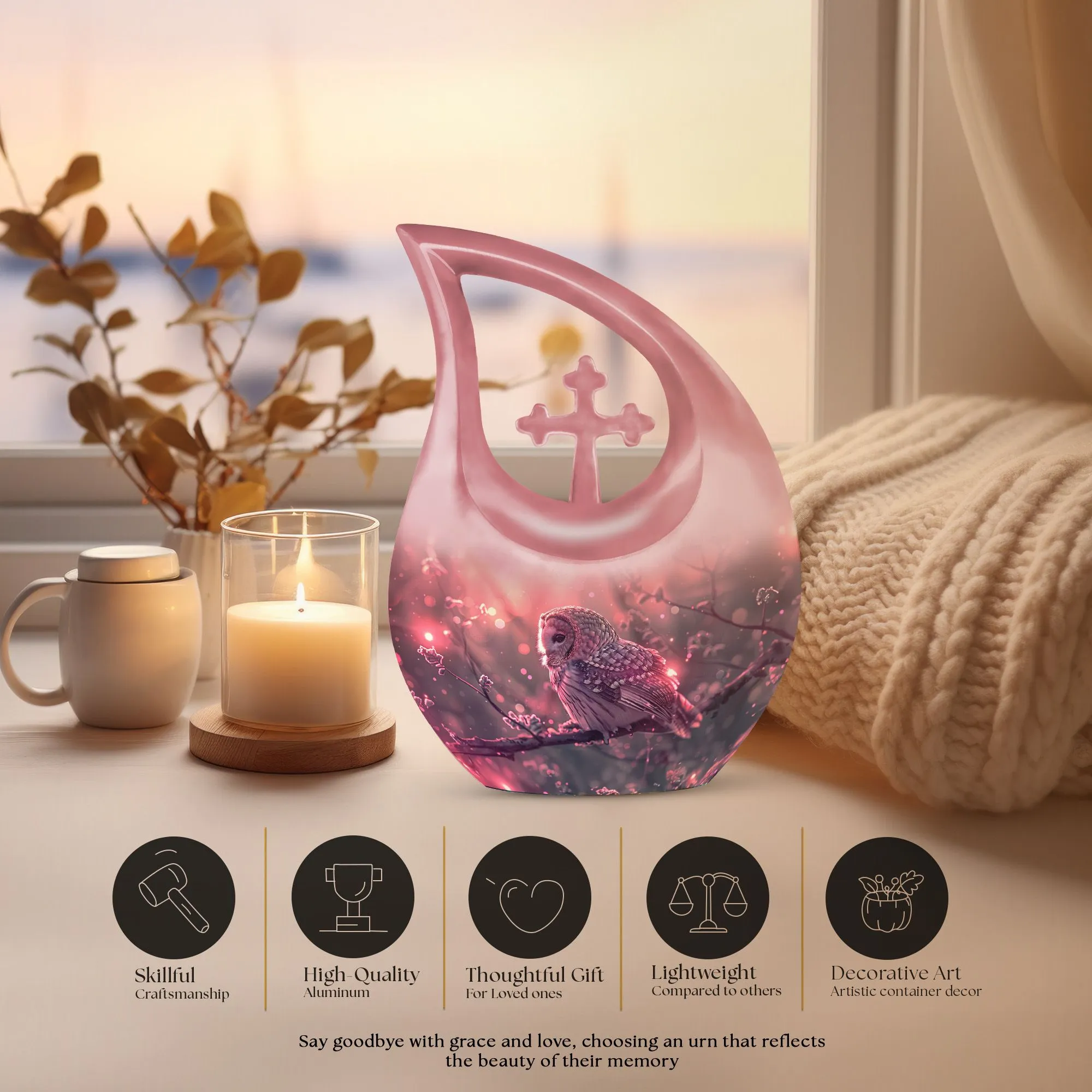 Owl Urn :  Personalized Small Cremation Urn For Human Ashes