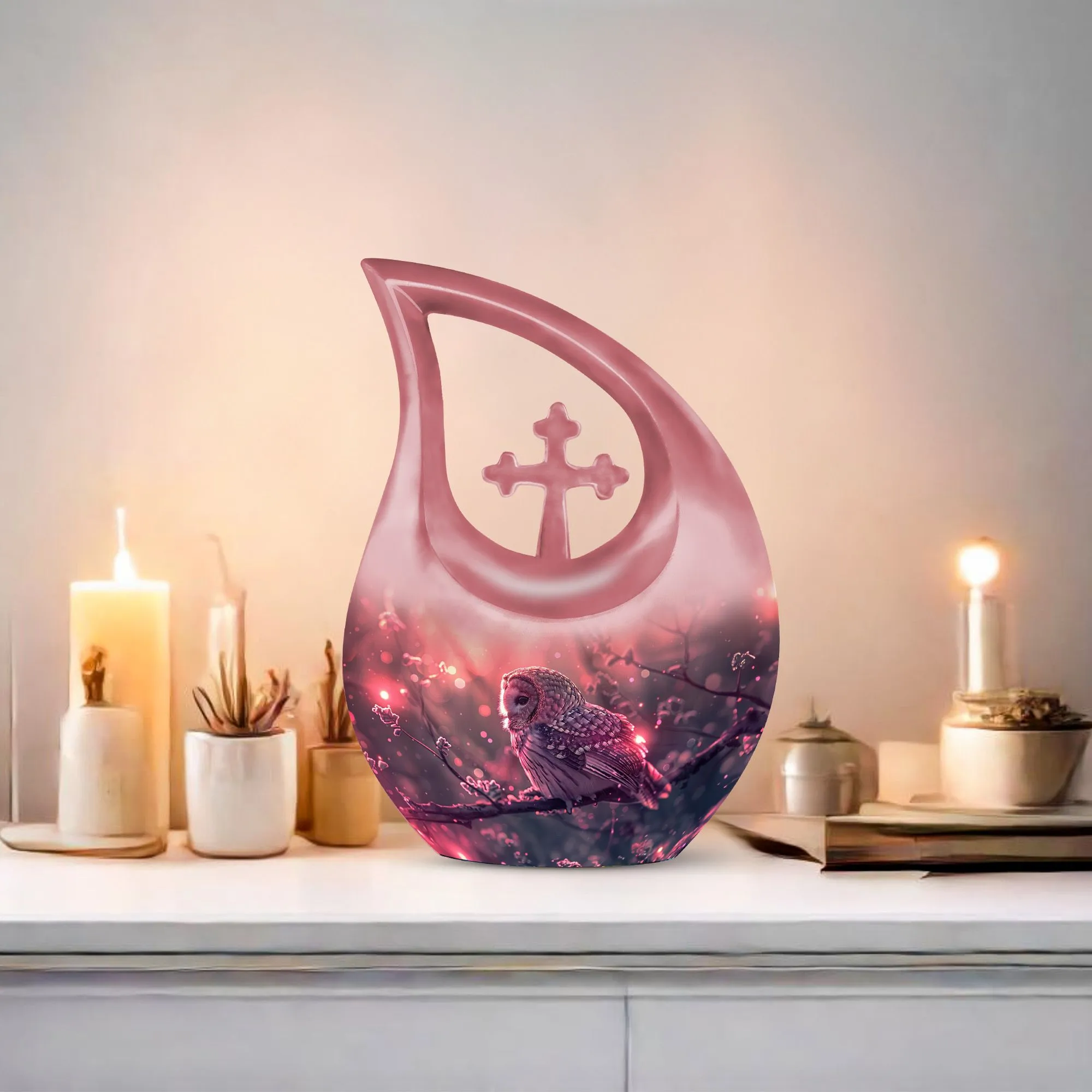 Owl Urn :  Personalized Small Cremation Urn For Human Ashes