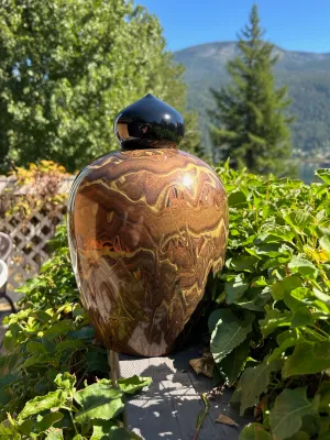 Painted Walnut Turned Urn 11