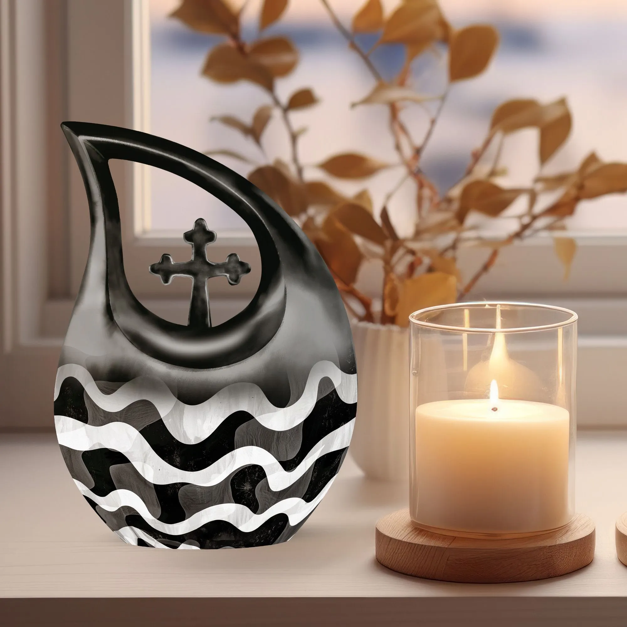 Pattern Urn Legacy - Endearing Human Memorial Urn with Cross Drop Design