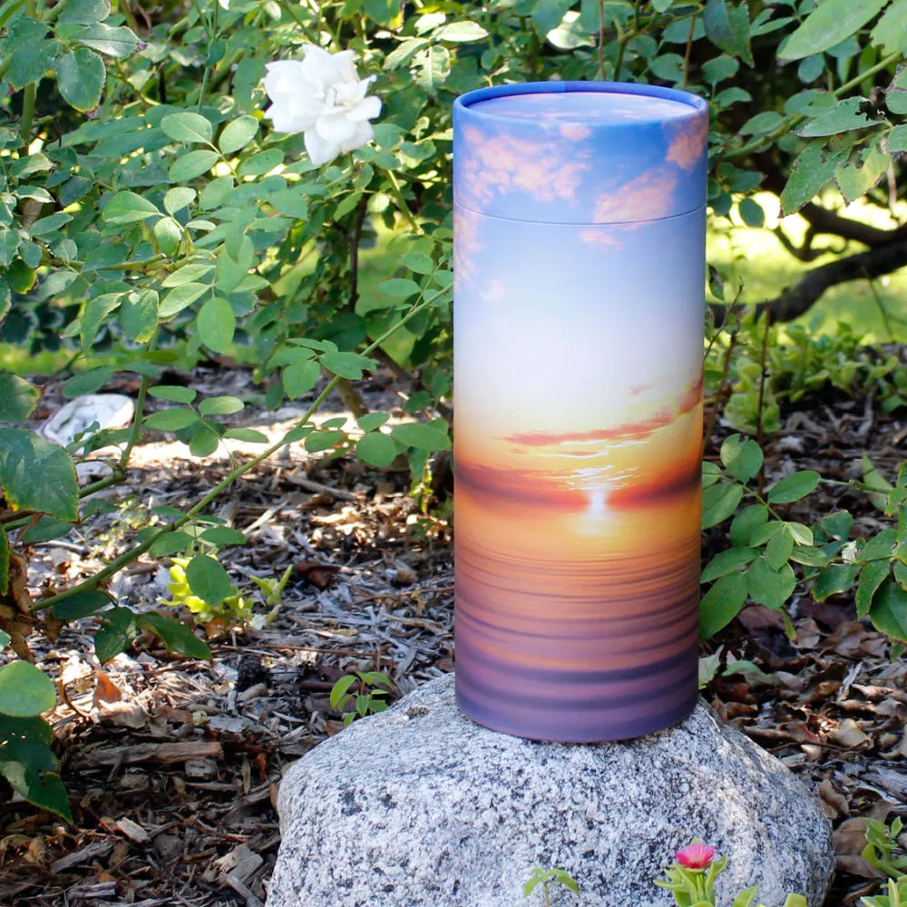 Peaceful Ocean Sunset Scattering Urn (for up to 1 set of adult ashes) | Large Biodegradable Scatter Urn