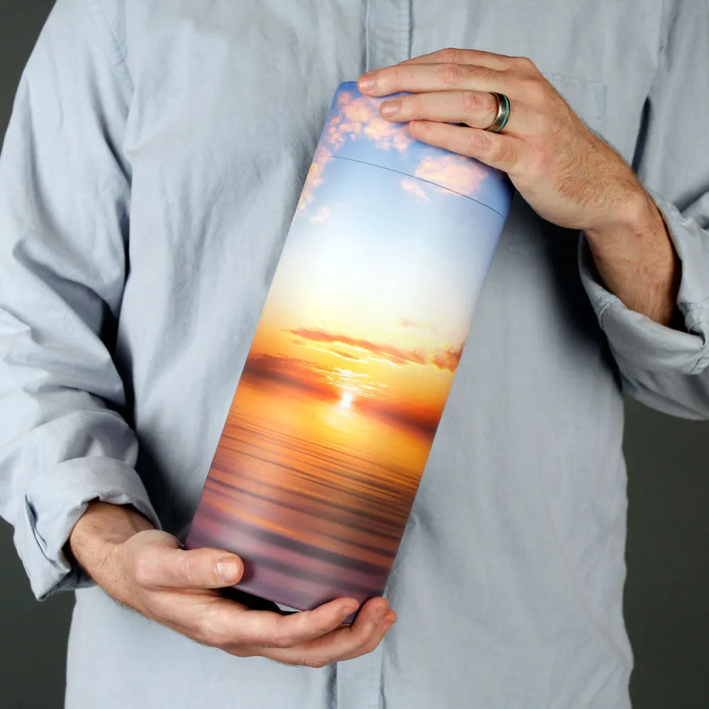 Peaceful Ocean Sunset Scattering Urn (for up to 1 set of adult ashes) | Large Biodegradable Scatter Urn