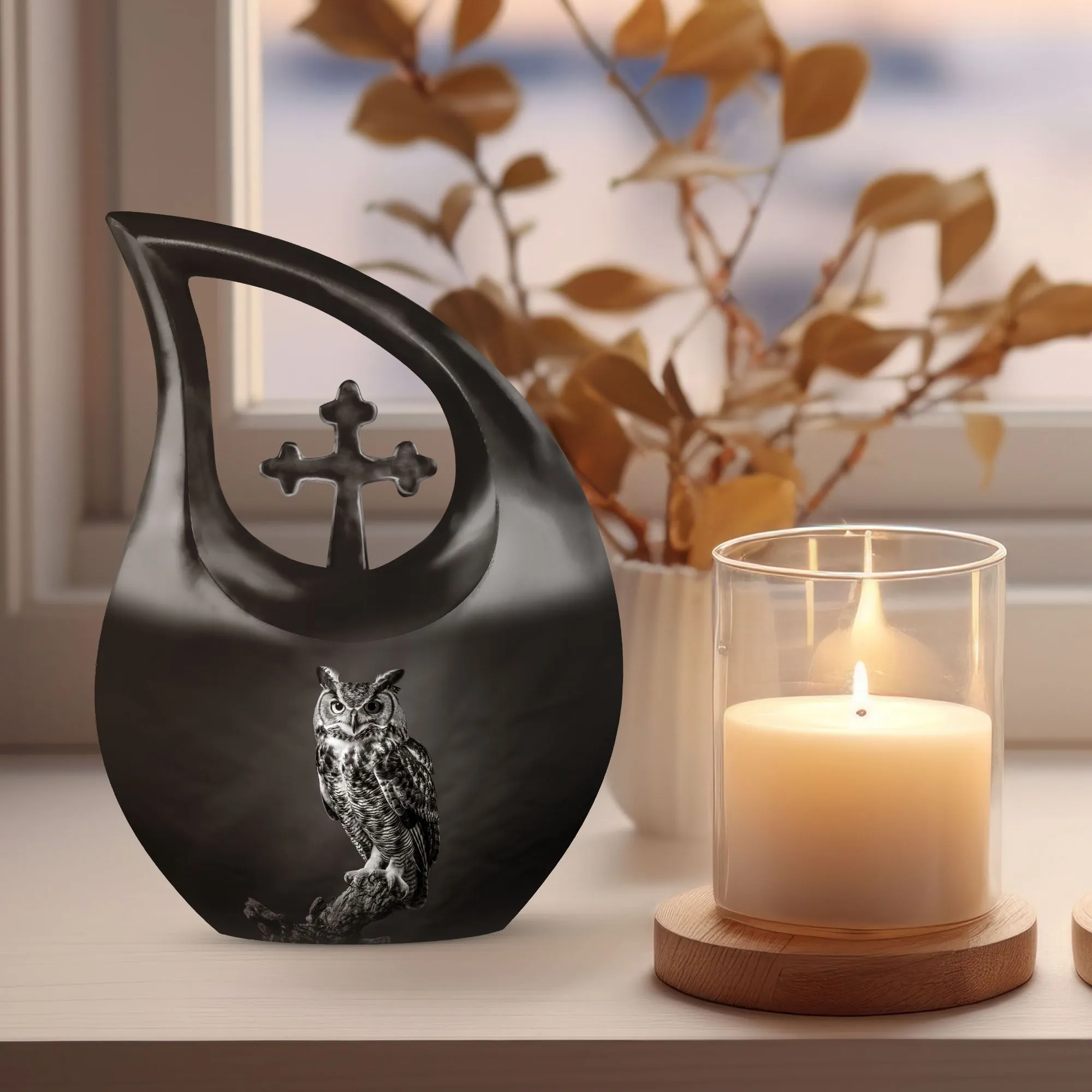 Peaceful Rest: Owl-Themed Memorial Urn to Preserve Cherished Memories