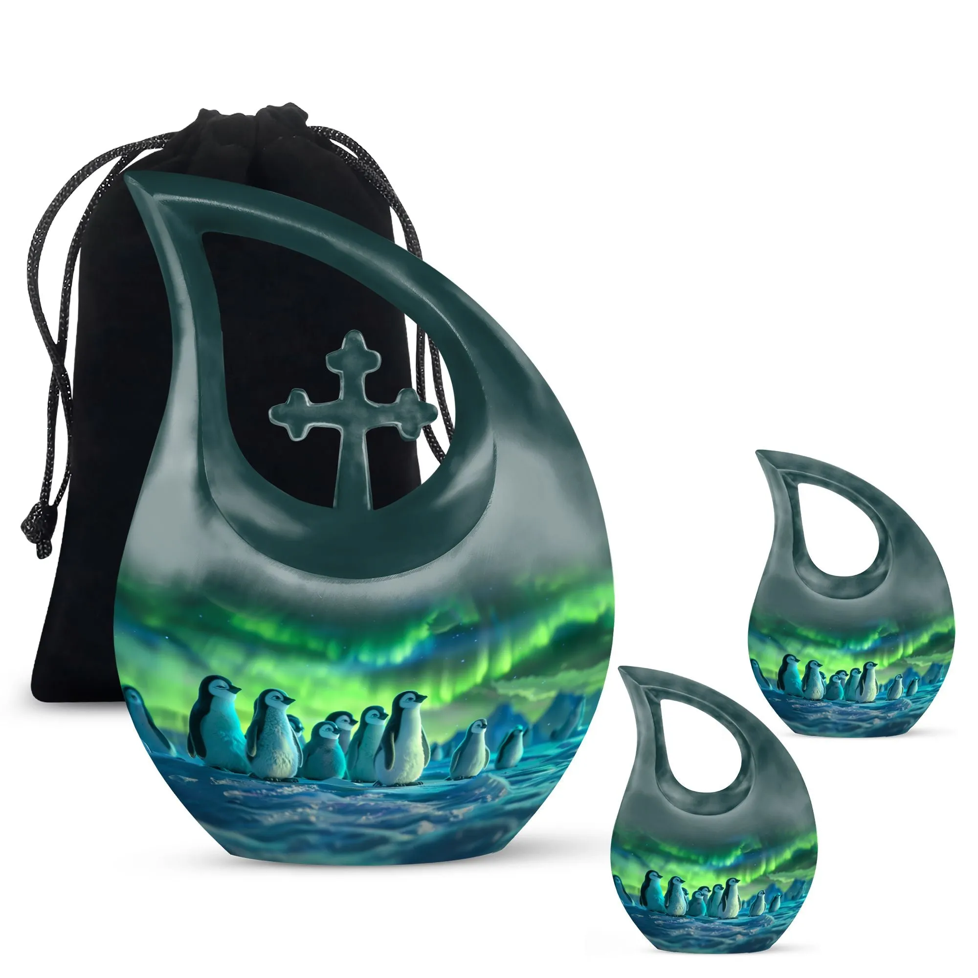 Penguin Cross Drop: A Beautiful Memorial Cremation Urn 10 Inch