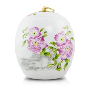 Peonies Ceramic Cremation Urn in Large