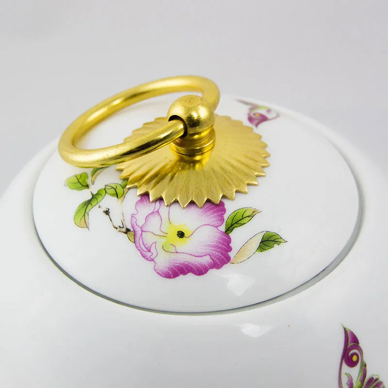 Peonies Ceramic Cremation Urn In Medium