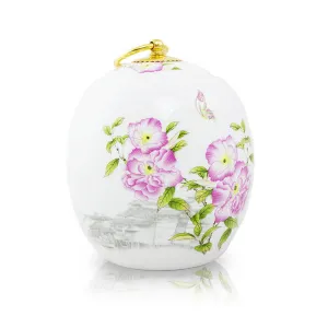 Peonies Ceramic Cremation Urn In Medium