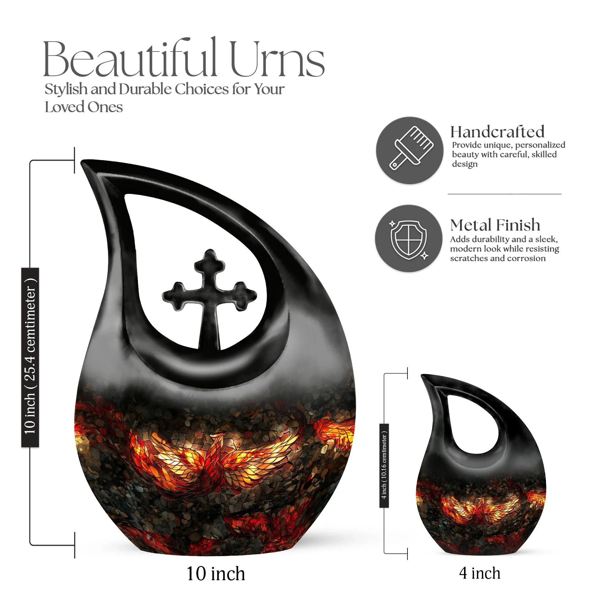 Phoenix Tribute: Cross Drop Design Aluminium Memorial Urn