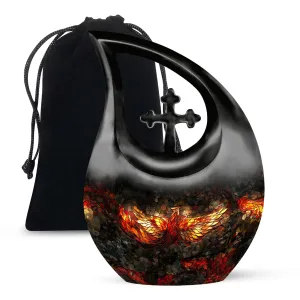 Phoenix Tribute: Cross Drop Design Aluminium Memorial Urn