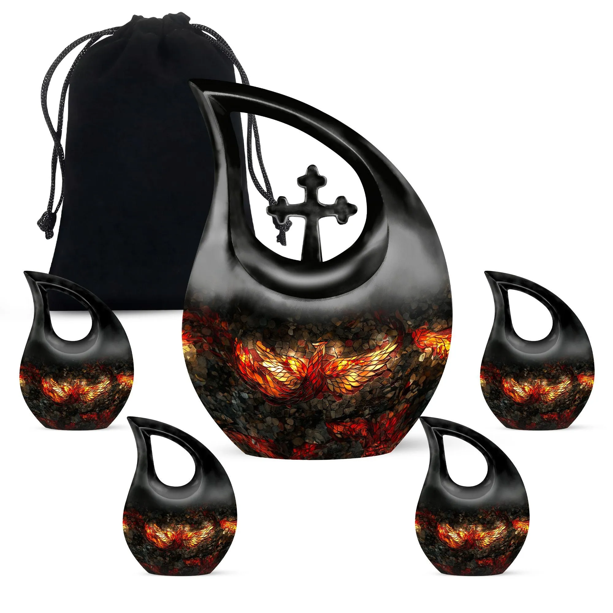 Phoenix Tribute: Cross Drop Design Aluminium Memorial Urn