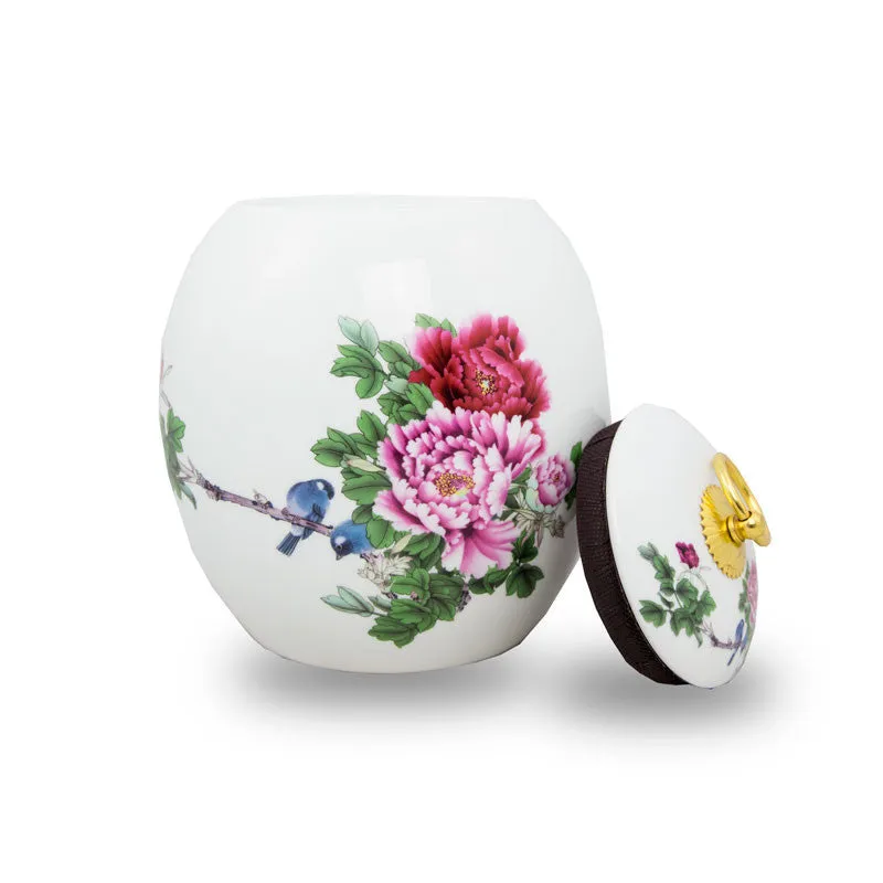 Pink Peony Ceramic Cremation Urn in Small