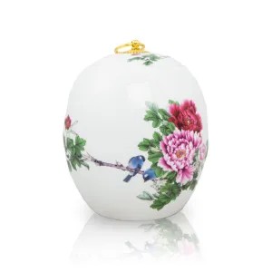 Pink Peony Ceramic Cremation Urn in Small
