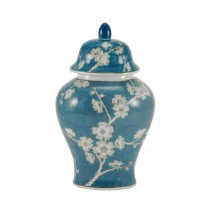 Plum Blossom Blue Temple Ceramic Urn