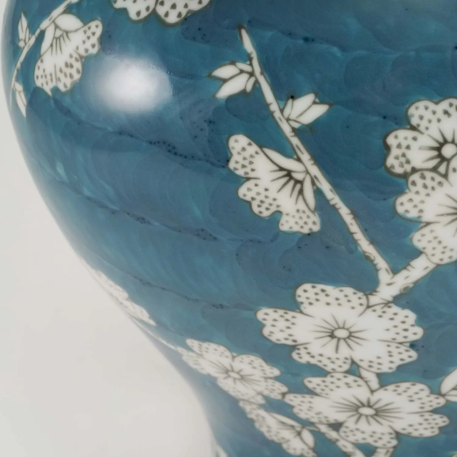 Plum Blossom Blue Temple Ceramic Urn