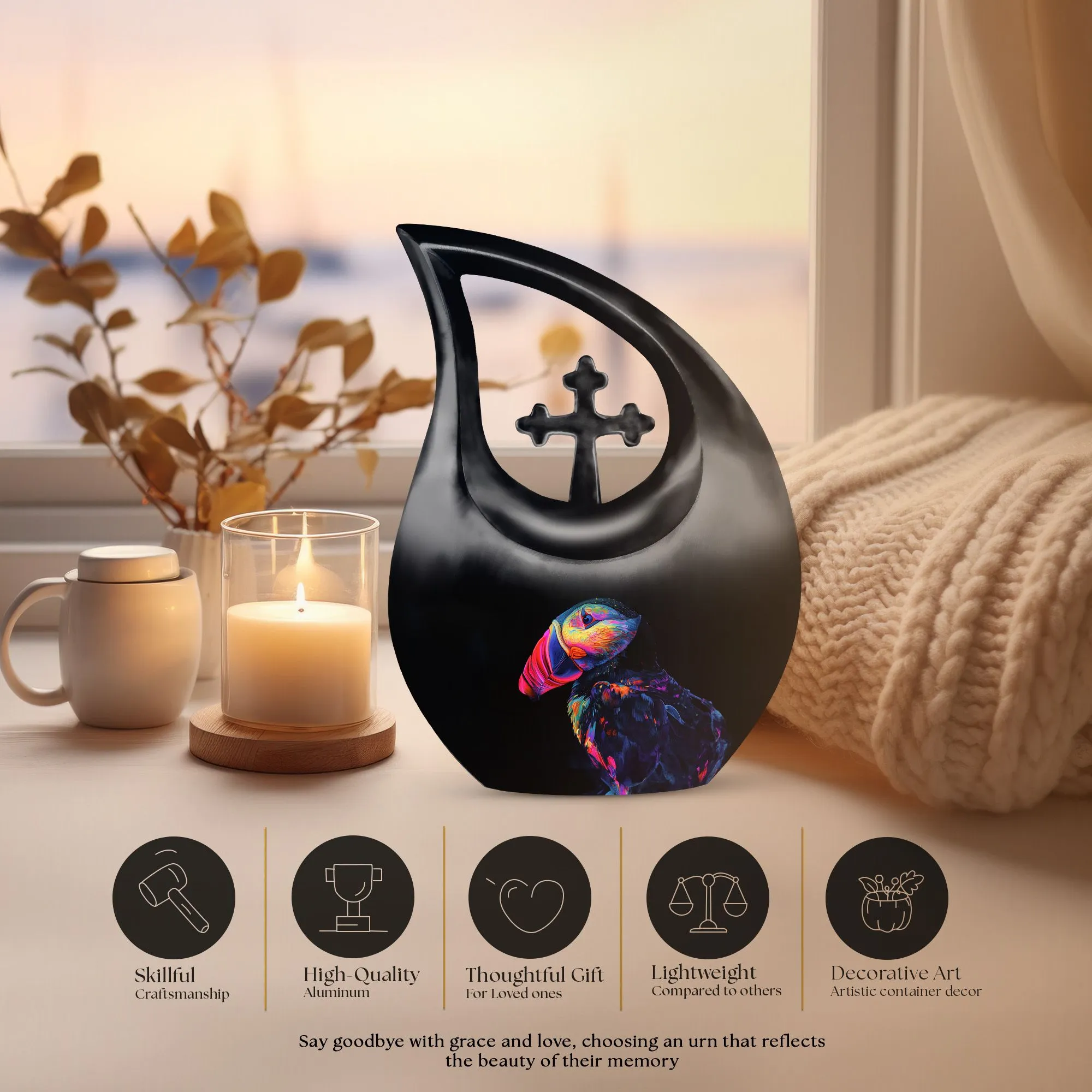 Puffin Bird Urn -Keepsake Cremation Urn For Human Ashes