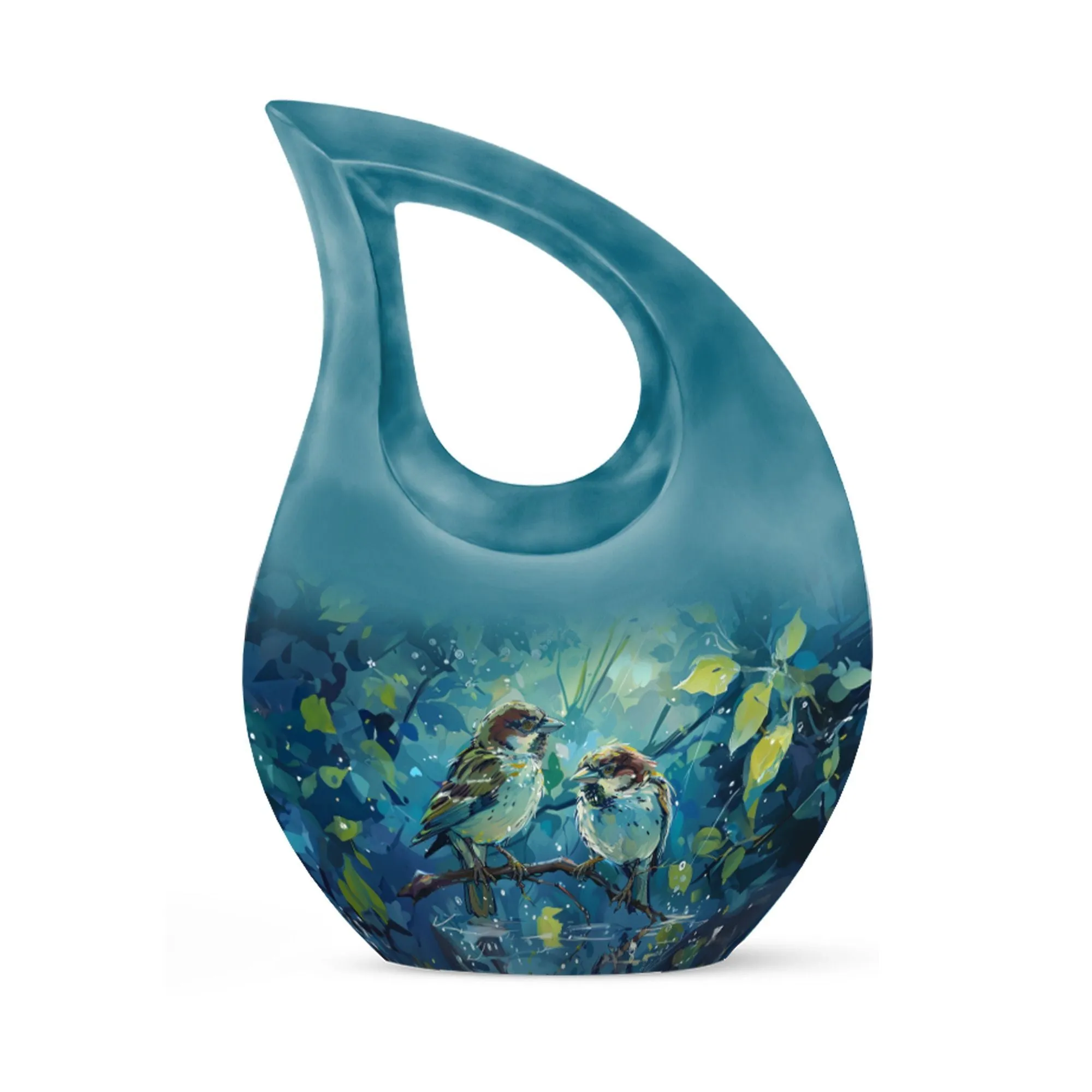 Rainy Day Sparrow Keepsake Cremation Urn For Ashes