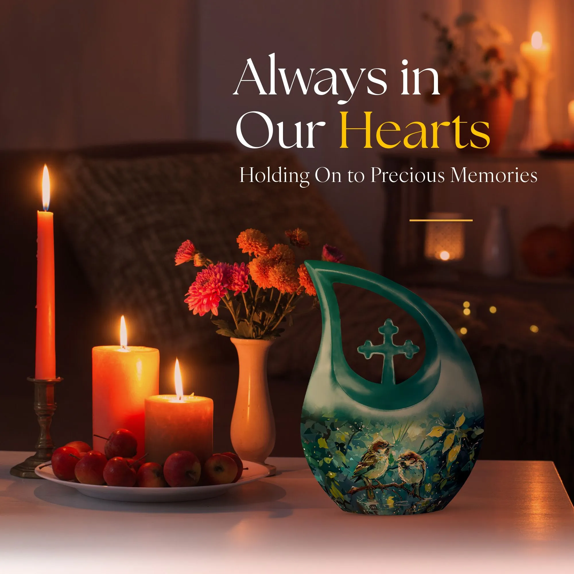 Rainy Day Sparrow Keepsake Cremation Urn For Ashes