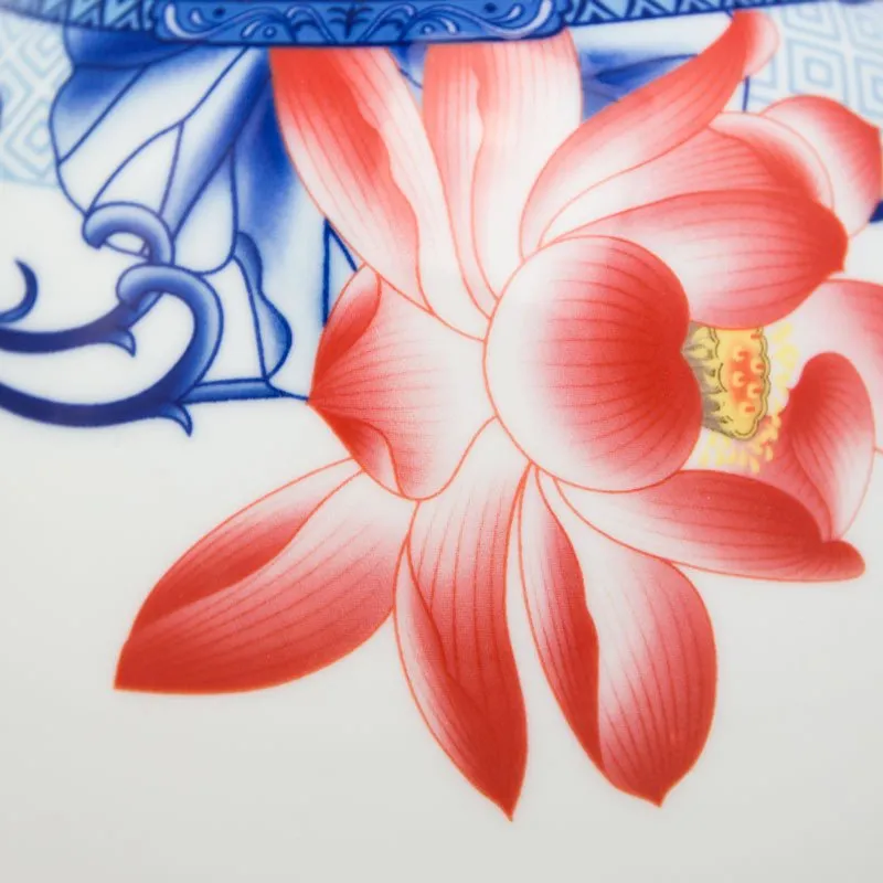 Red Lotus Ceramic Cremation Urn in Large